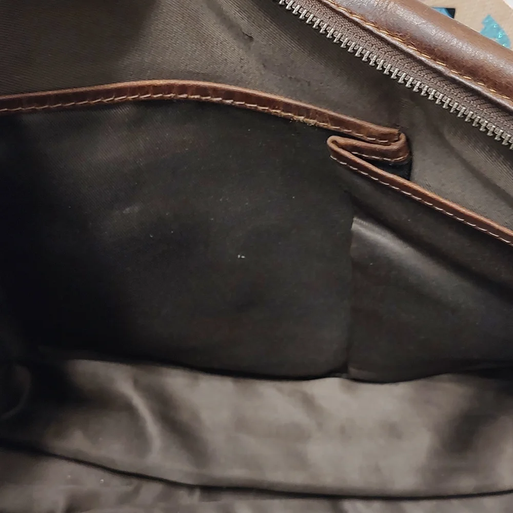 🥰 GUC Baccini Leandro Genuine Italian Leather Laptop Bag, Cognac Brown, 16 in.